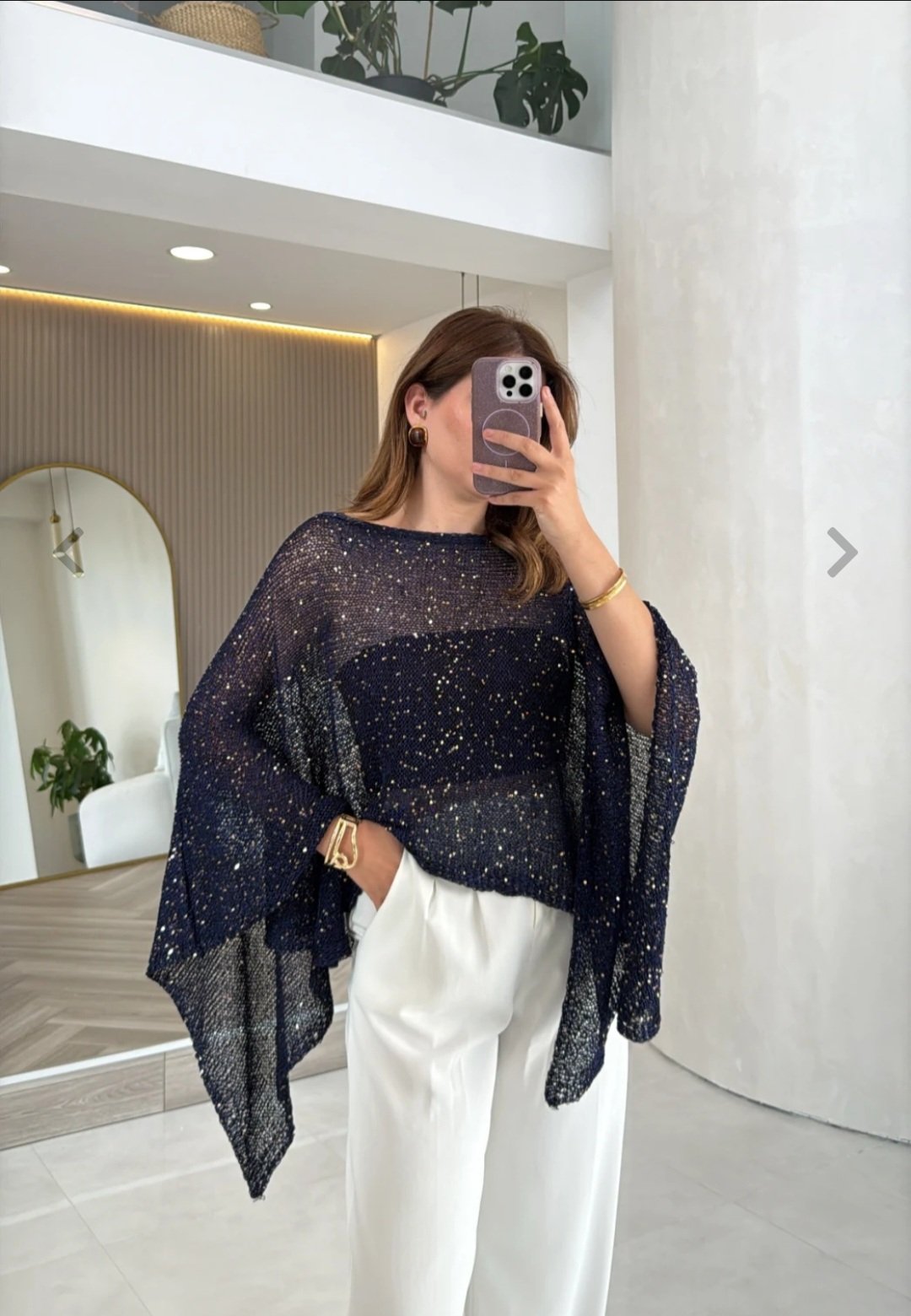 Pretty night navy blue glittery poncho - Image 2