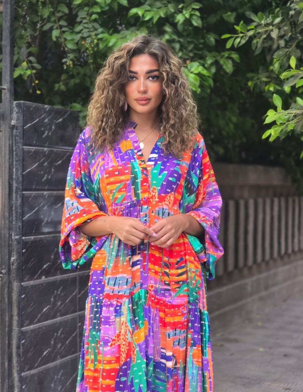 Multicolour purple dress - Image 4