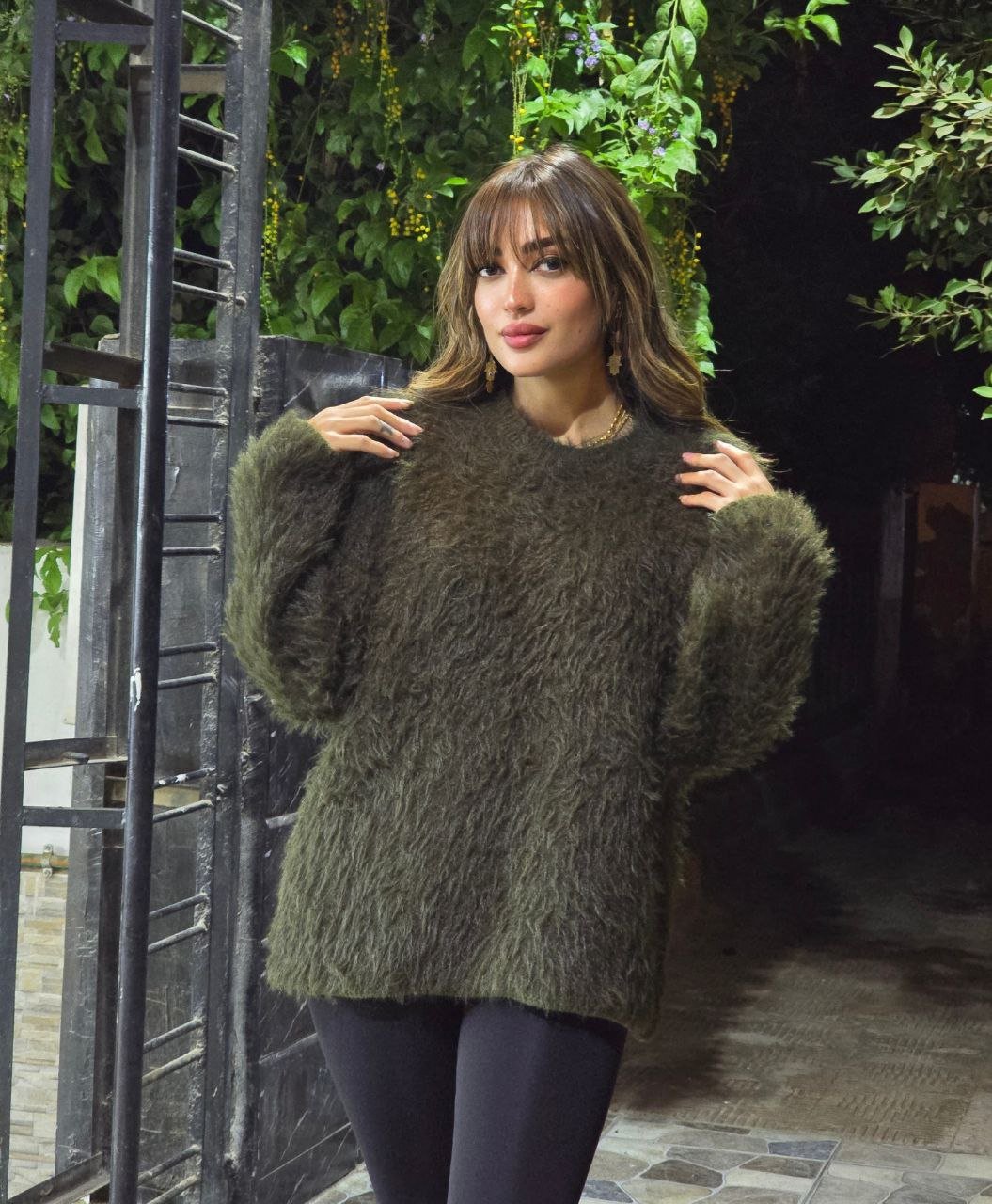 Olive Fuzzy Fur Pullover  - Image 2