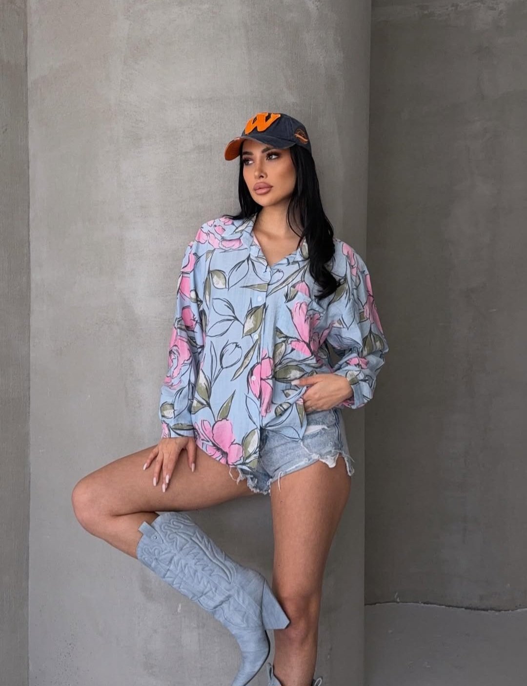 Baby Blue Floral Shirts  - Image 4