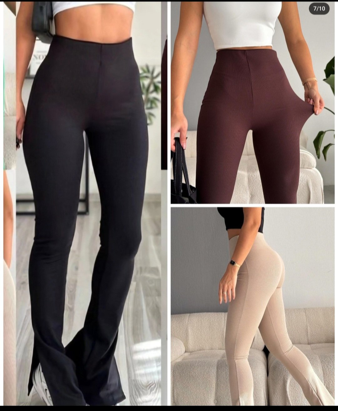 Flare pants with side slits  - صورة 2