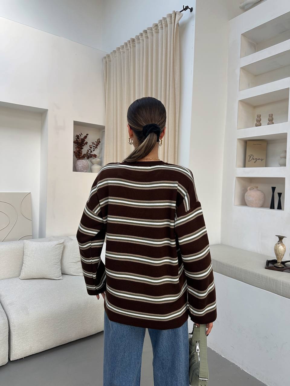 Brown Sweater with Olive Stripes - Image 9
