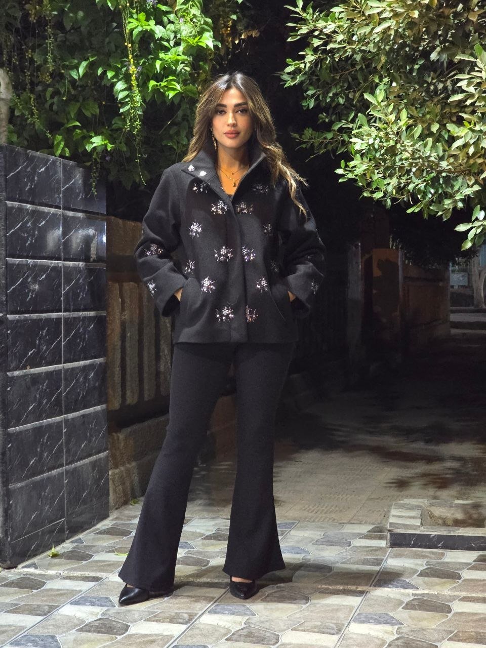 Classic Black Jacket with Silver Sequins - Image 3