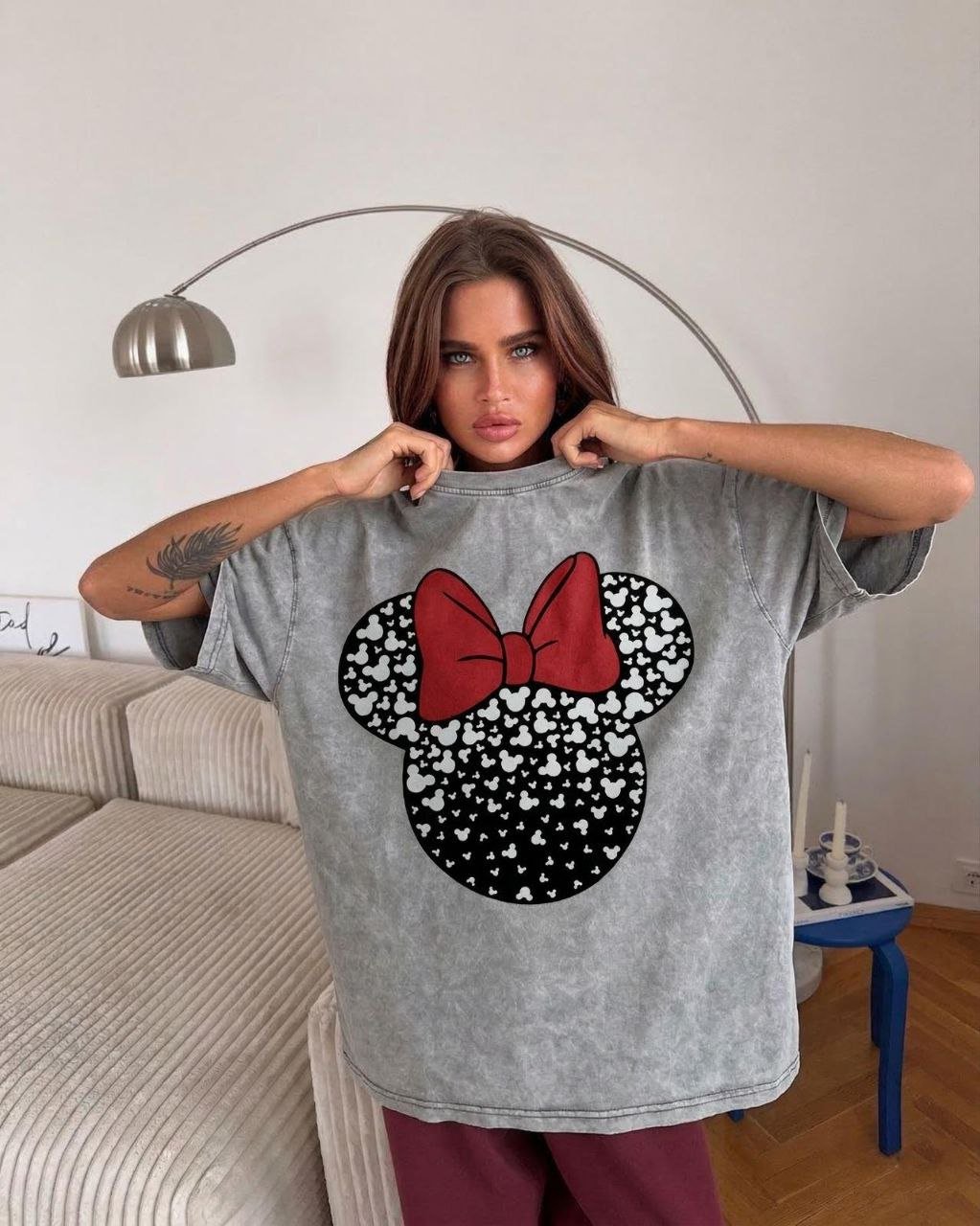 Grey washed Minnie tshirt - Image 3