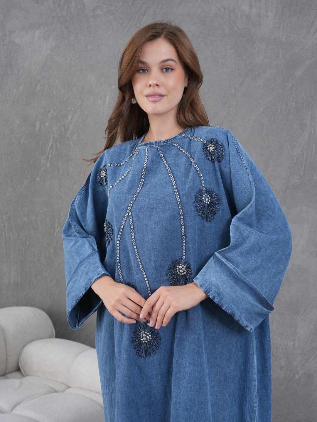 Denim dress with beads  - Image 6