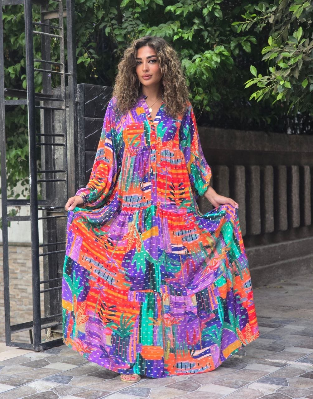 Multicolour purple dress - Image 2
