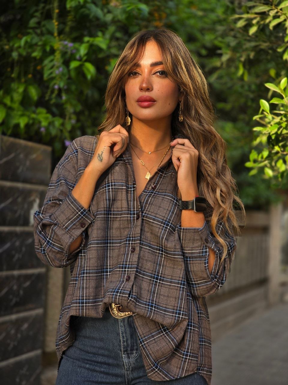 Brown Plaid Flannel Chemise  - Image 2