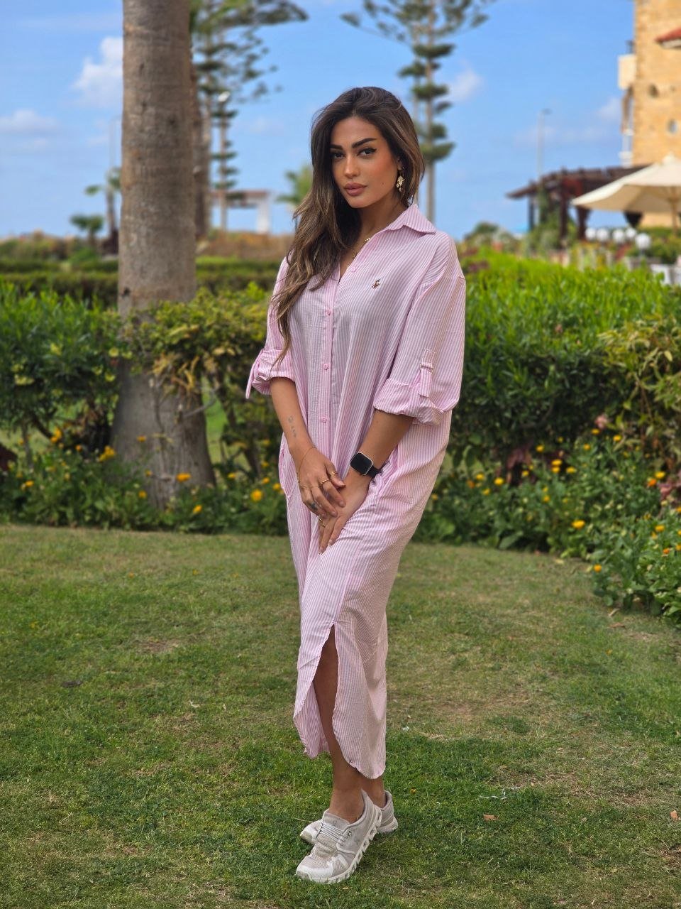 Pink stripped Polo chemise dress - Image 2