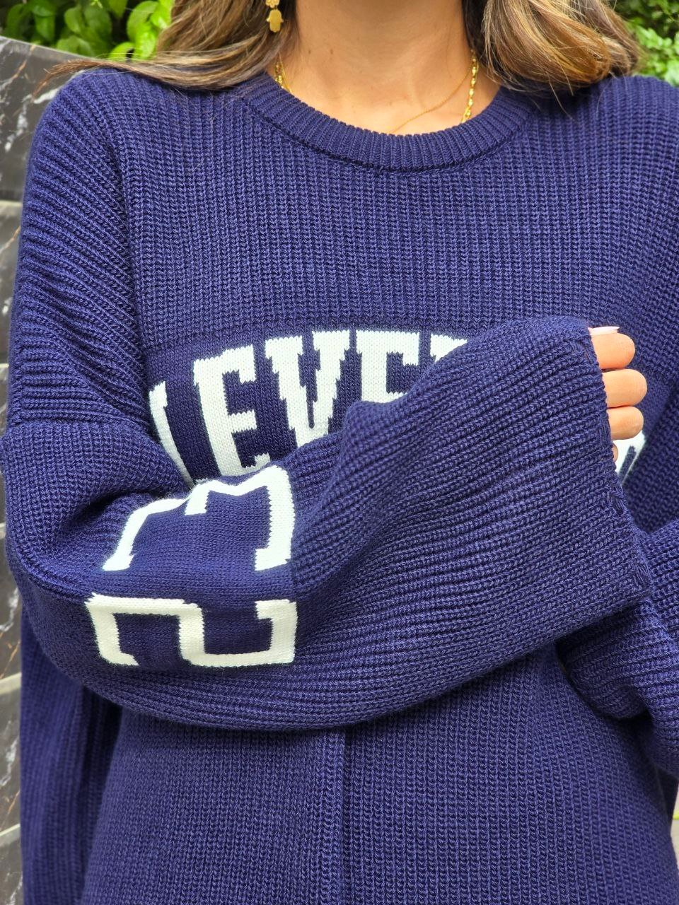 Navy Blue Oversize Knitted Cleveland  - Image 5