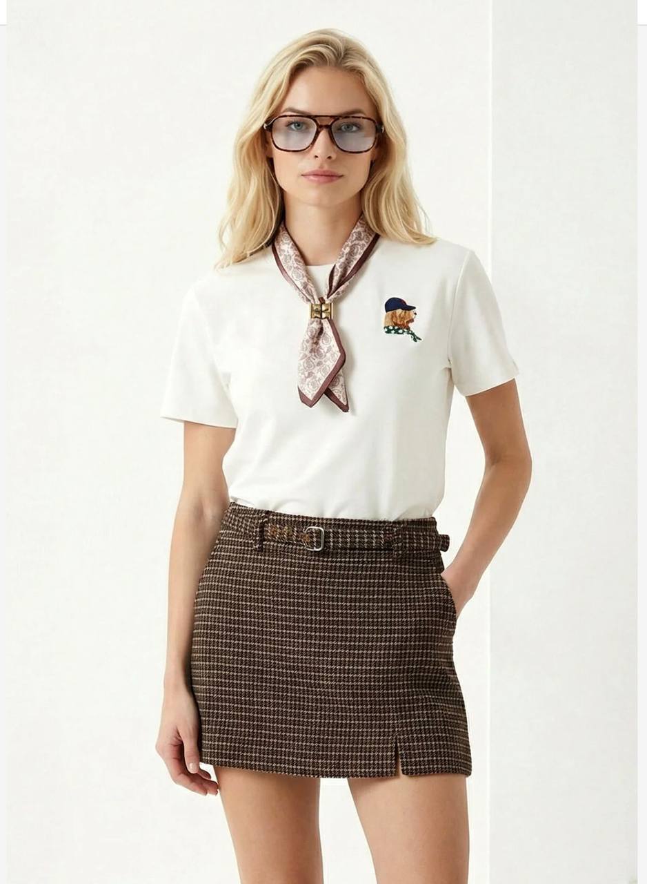 White puppy Tshirt with round tie - Image 4