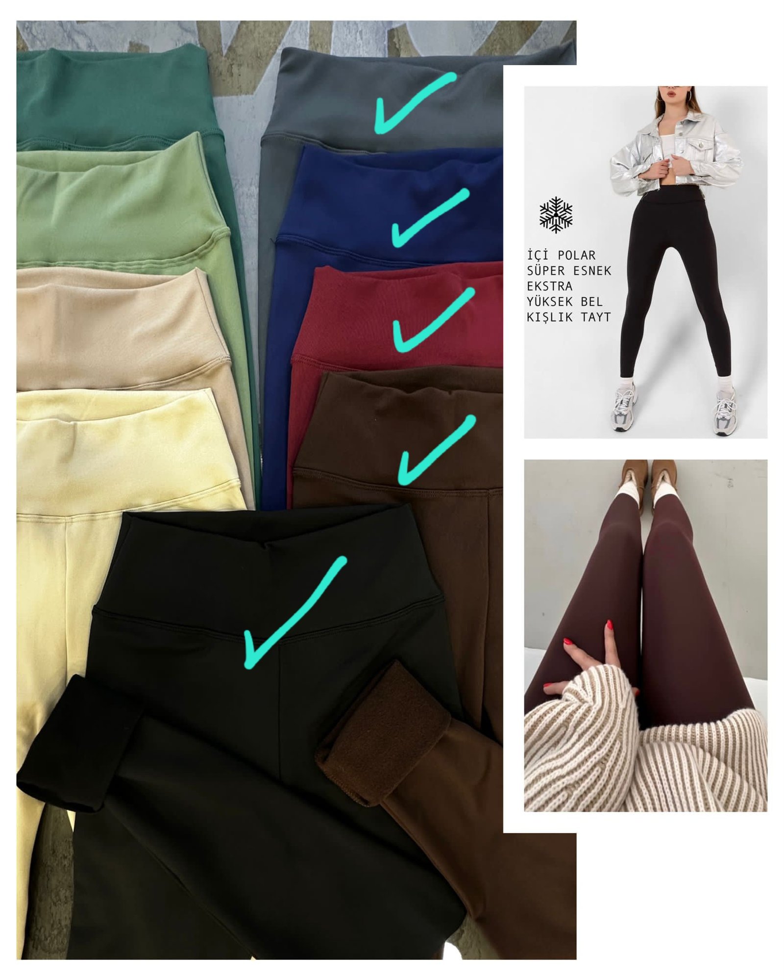 Plain Thermal Winter Leggings  - Image 1