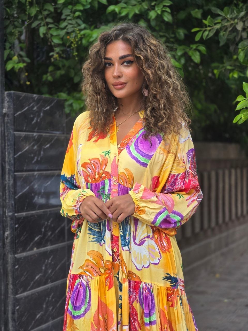 Multicolour Yellow dress - Image 2