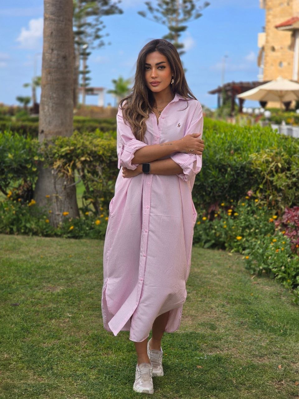 Pink stripped Polo chemise dress - Image 3
