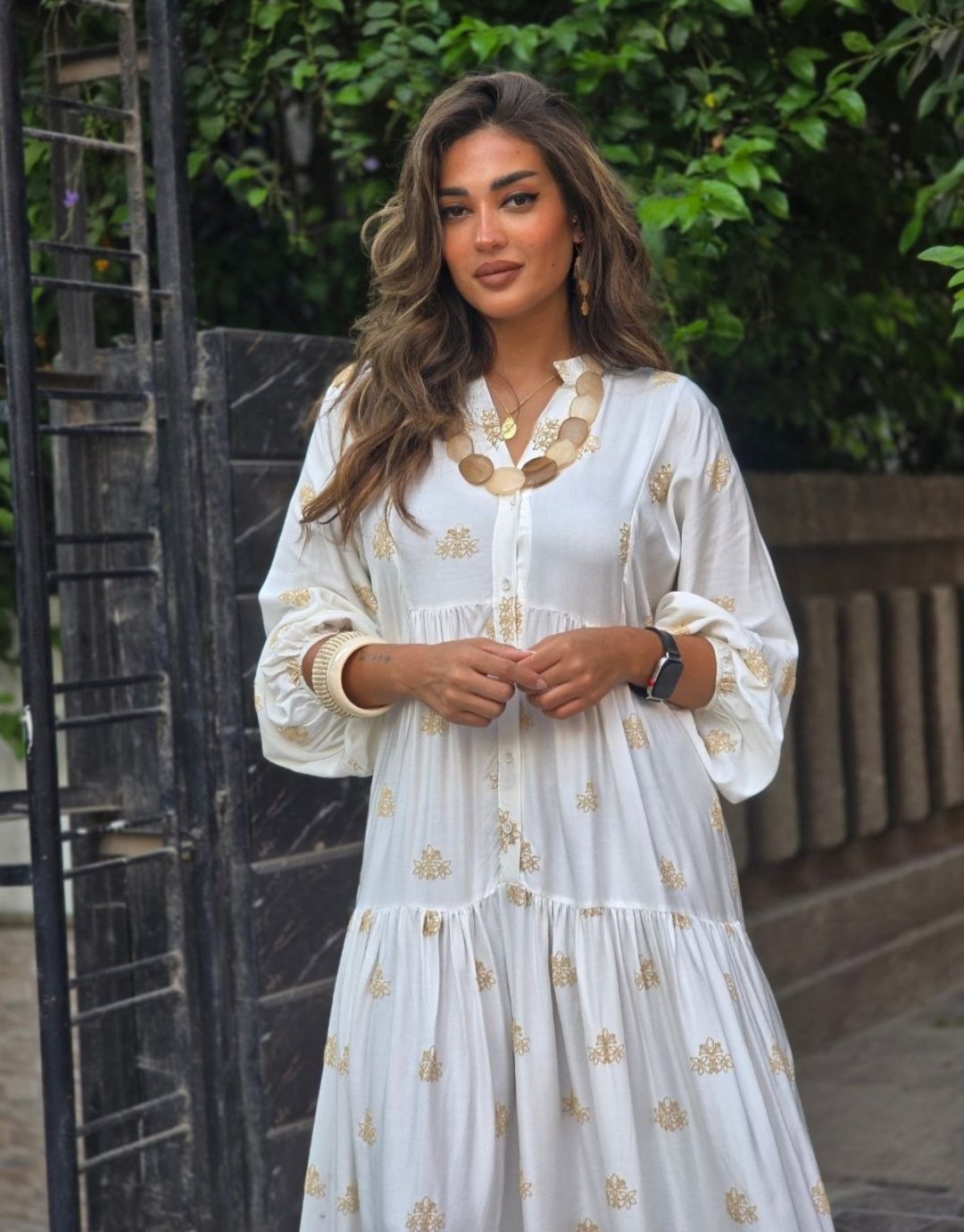 White gold embroidered dress - Image 3