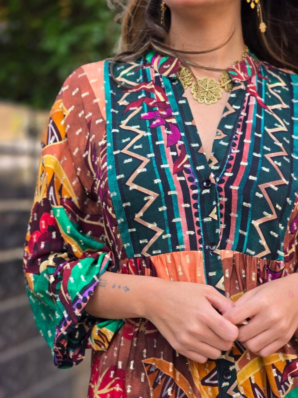 Green boho dress - صورة 3