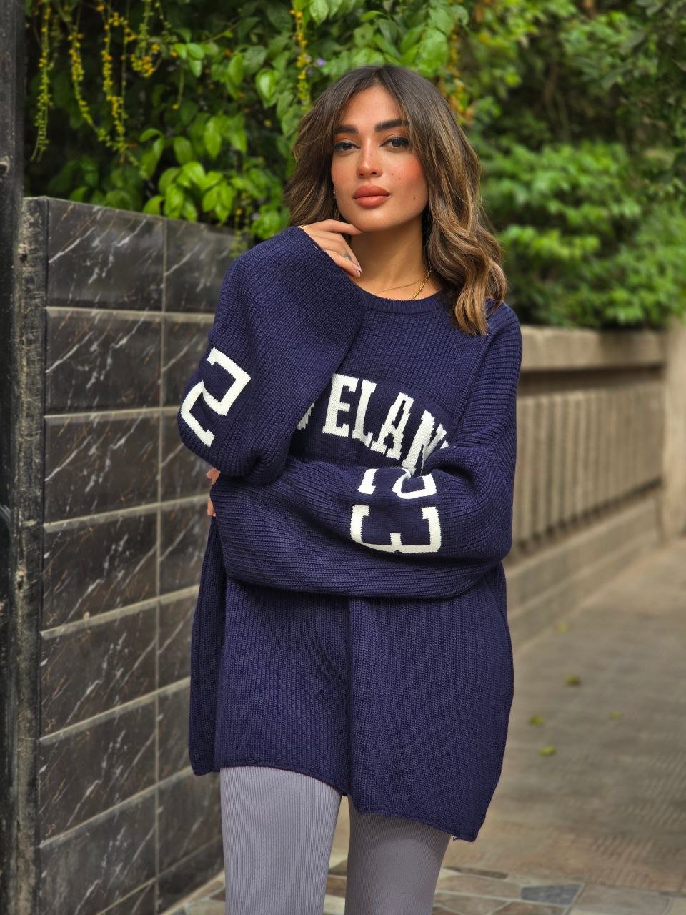 Navy Blue Oversize Knitted Cleveland  - Image 4