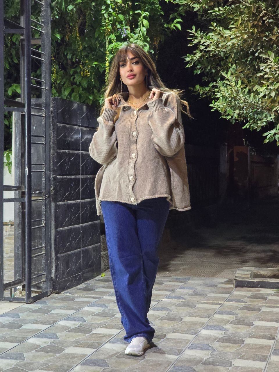Oversize Café Cardigan with Gold Buttons  - Image 5