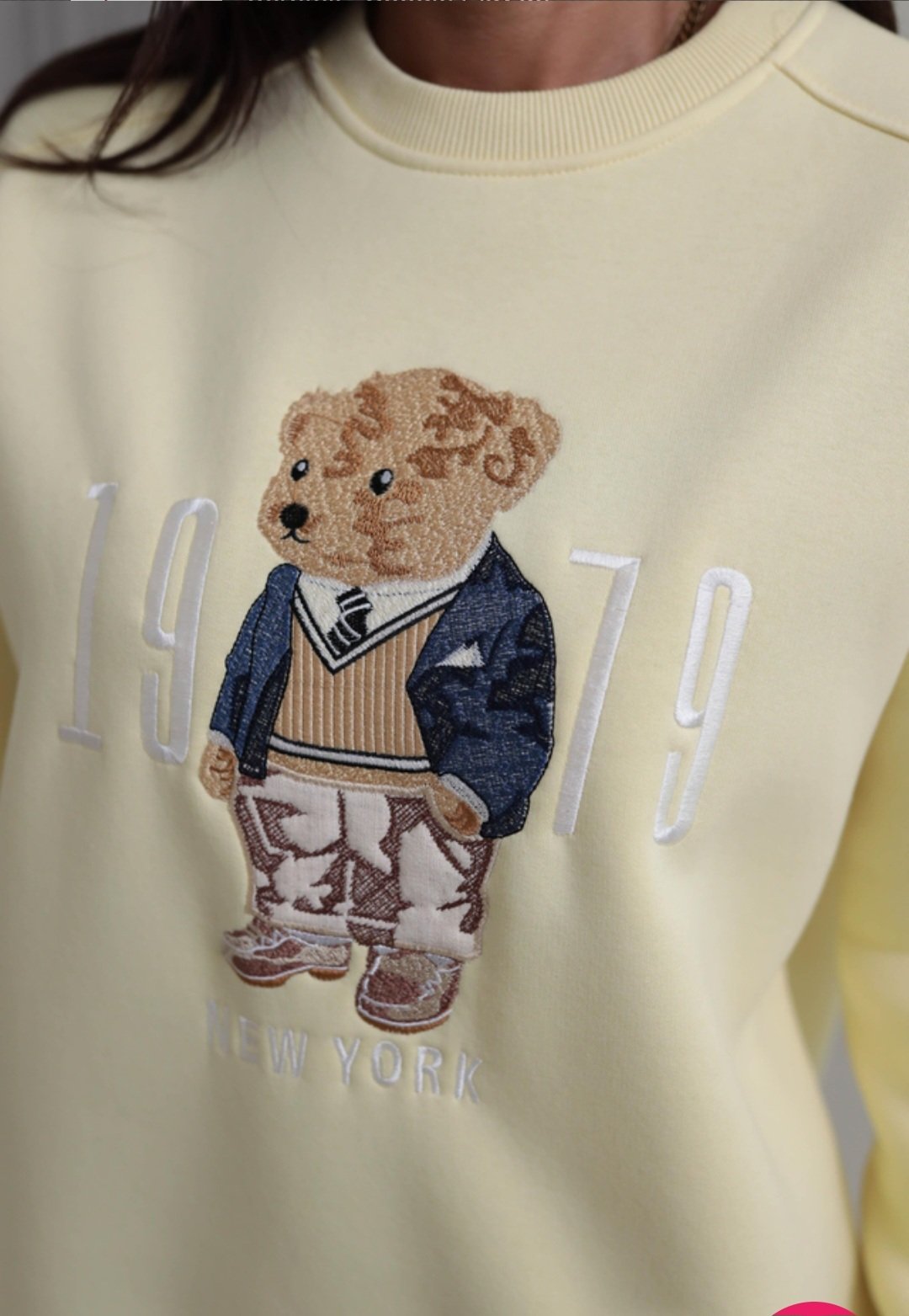 Yellow Teddy Embroidery Sweatshirt  - Image 2