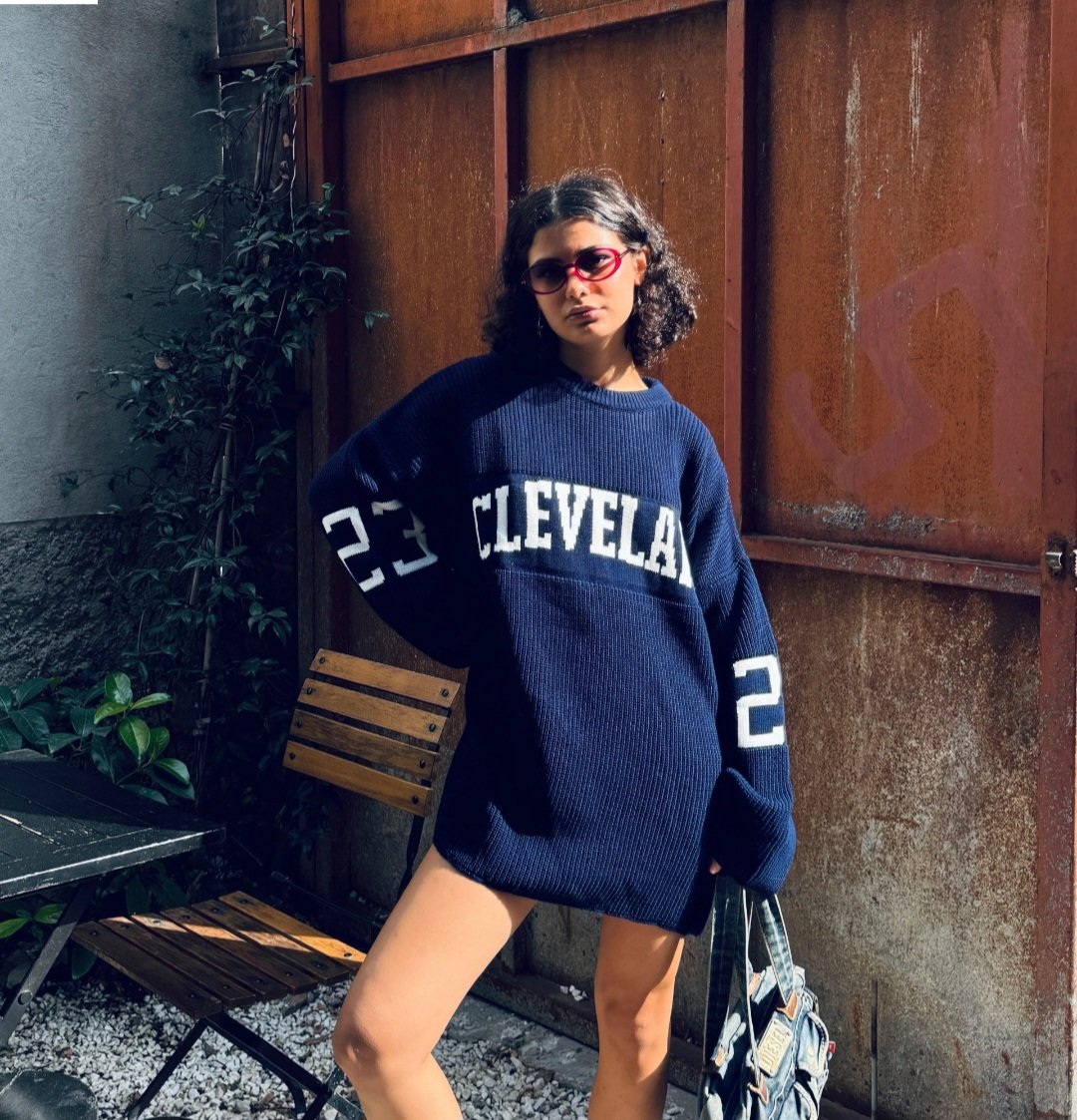 Navy Blue Oversize Knitted Cleveland  - Image 7