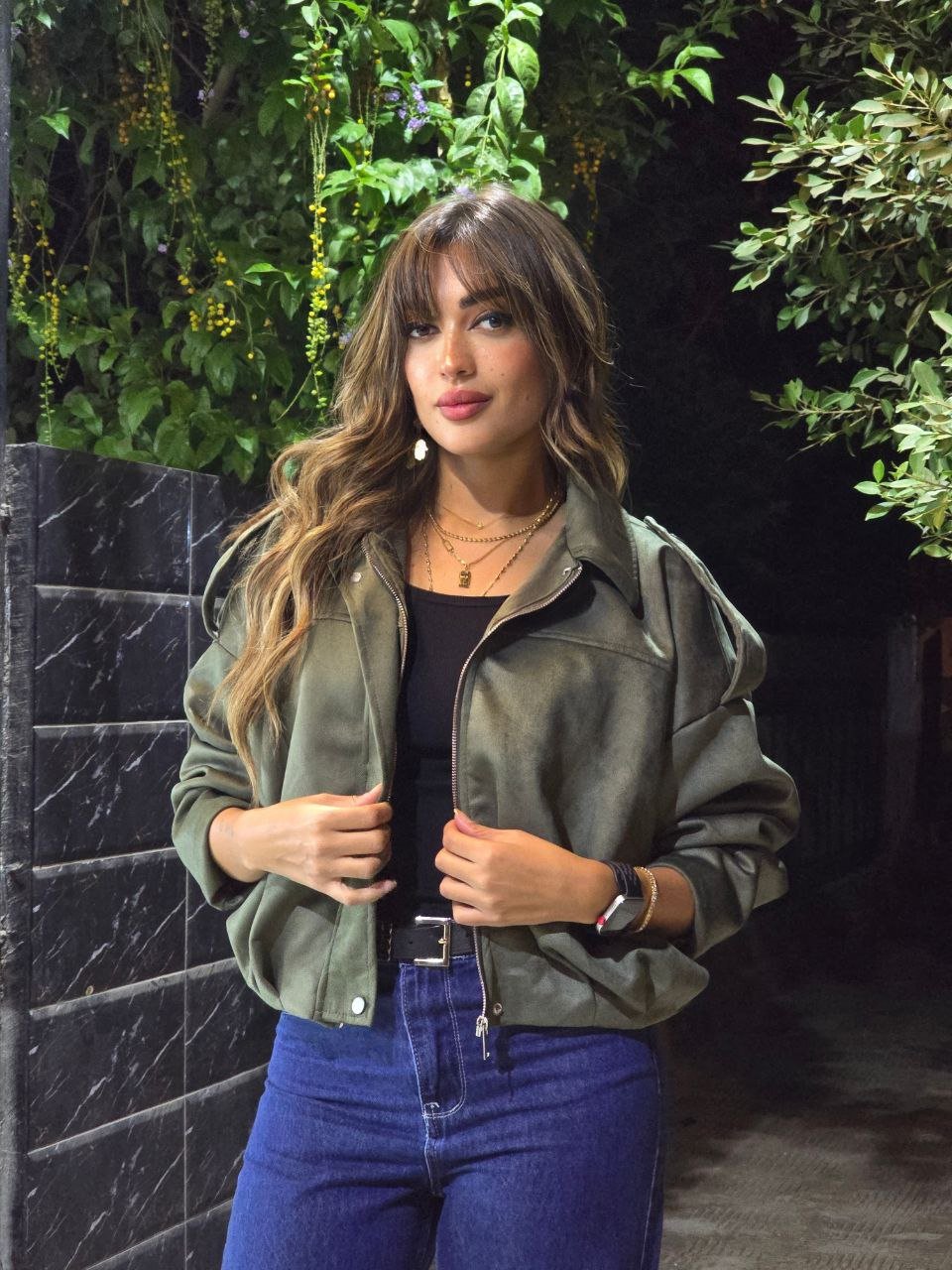 Zra Model Olive Suede Jacket  - صورة 4
