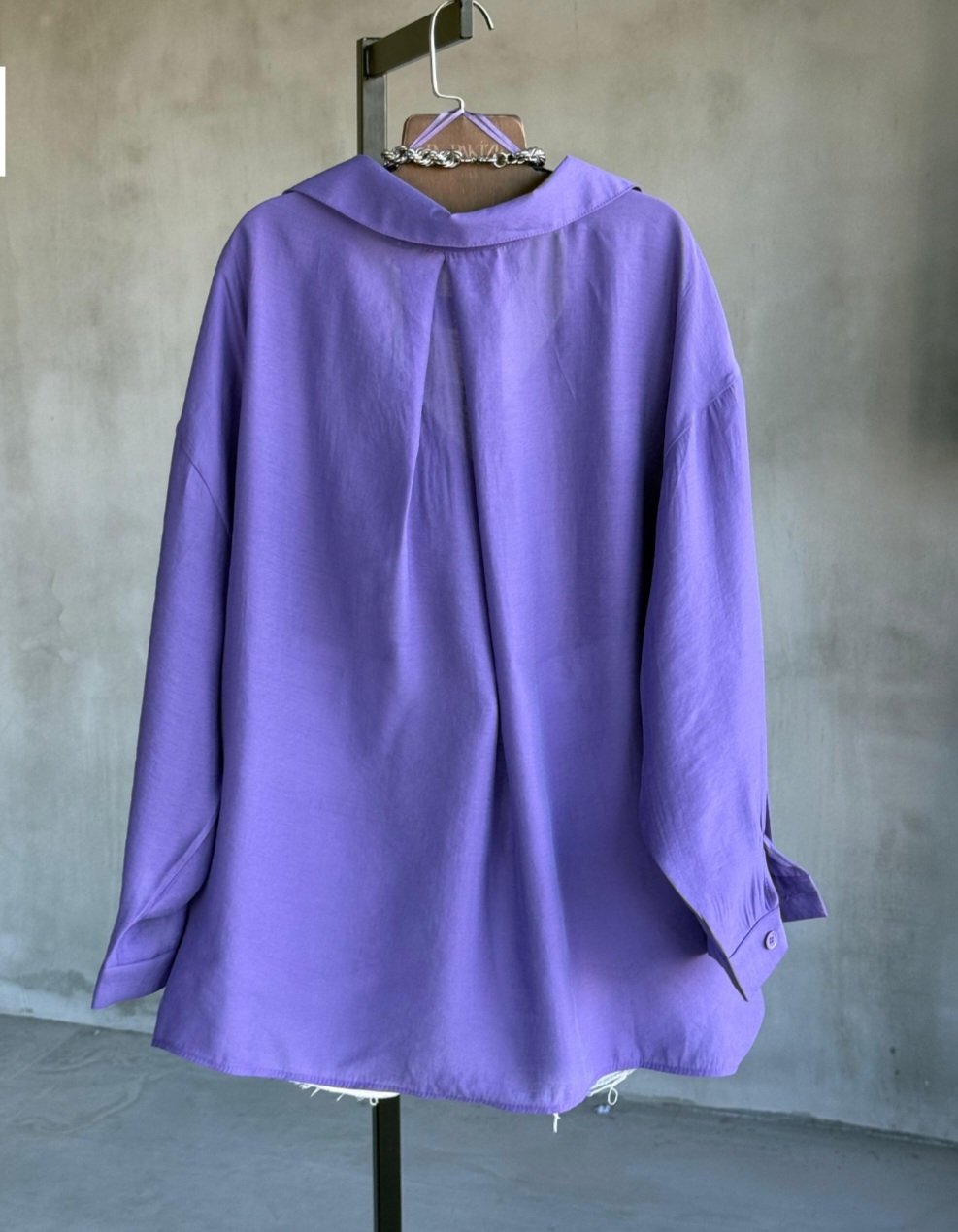 Purple oversize linen shirt - Image 4