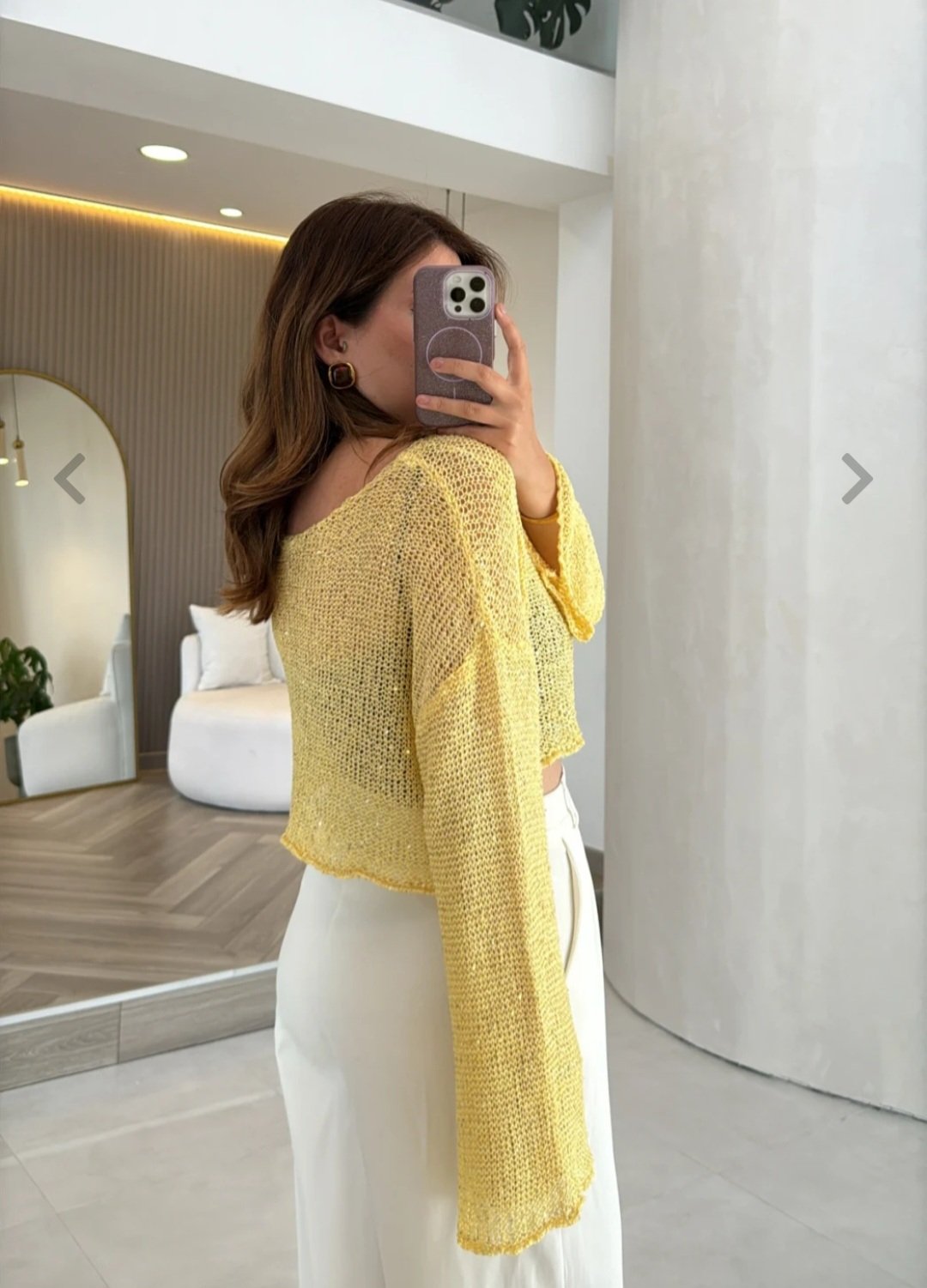 Yellow crop glittery poncho  - Image 3