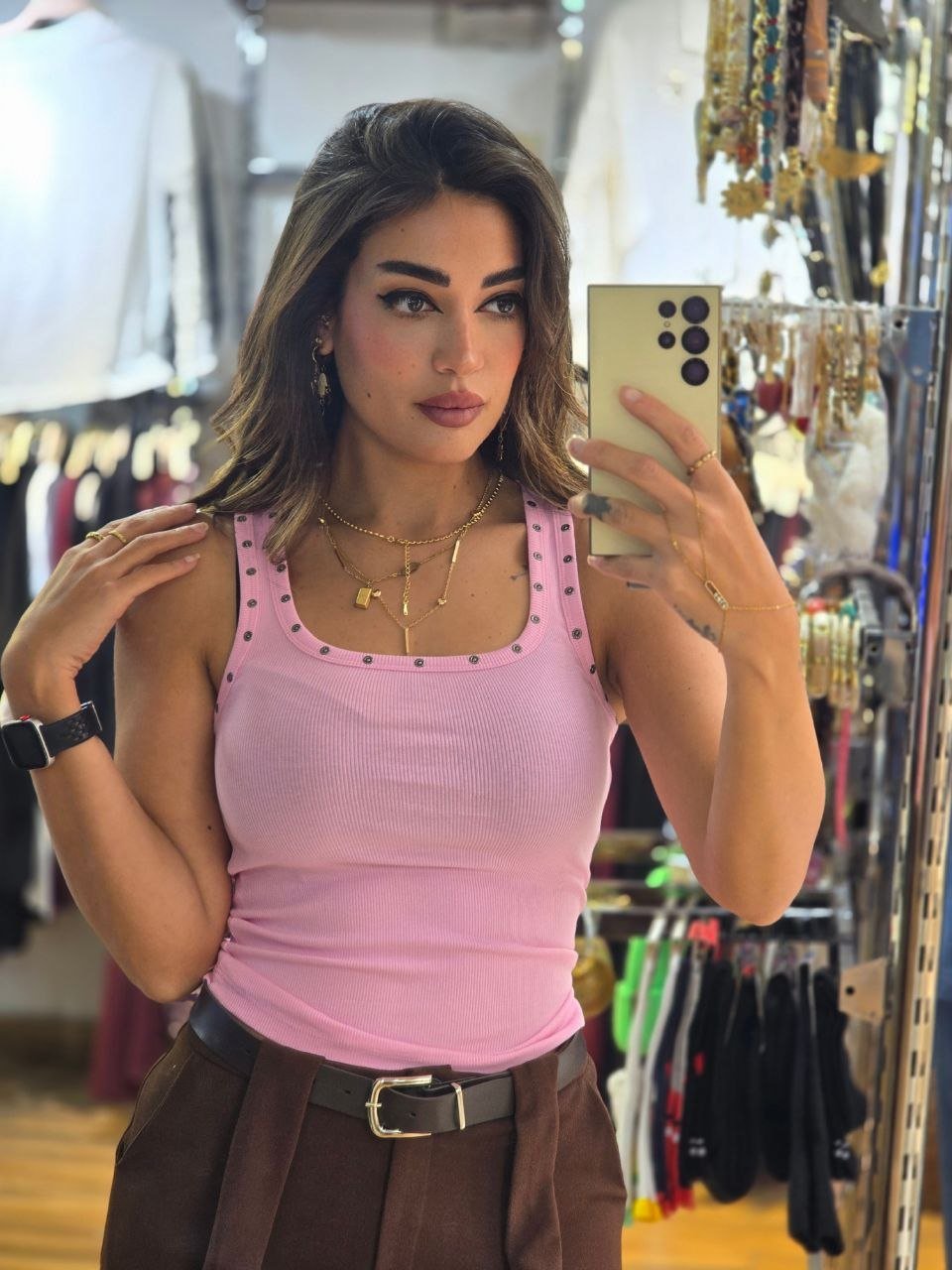 Pink Squared tank top - Image 2