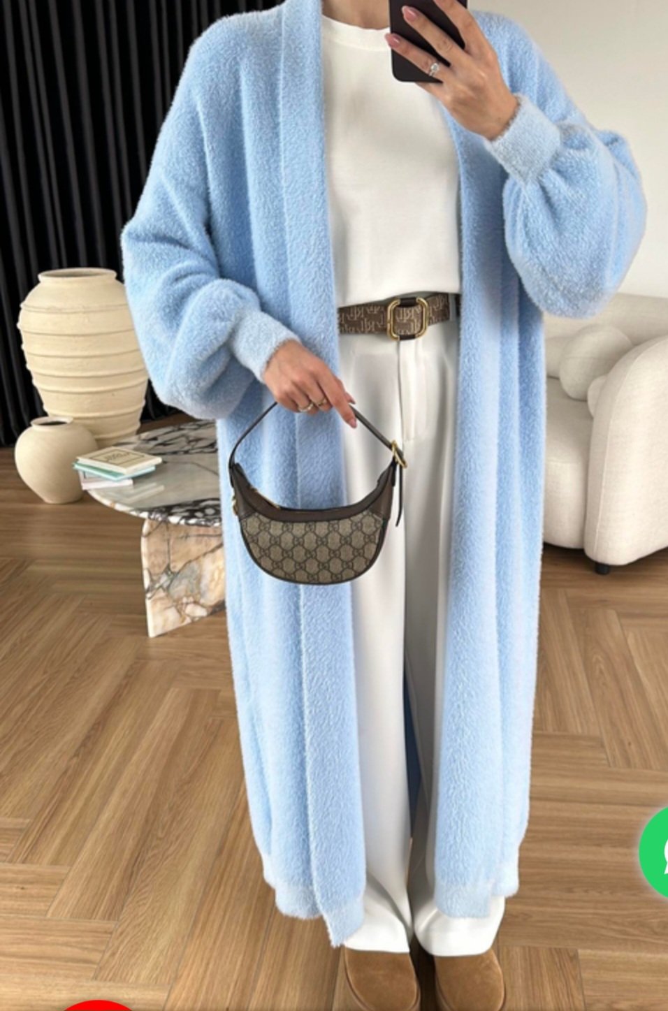 Long Open Baby Blue Mohair Cardigan  - Image 2