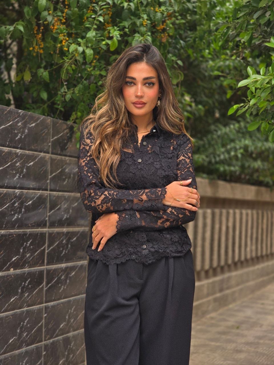Black floral blouse - Image 1