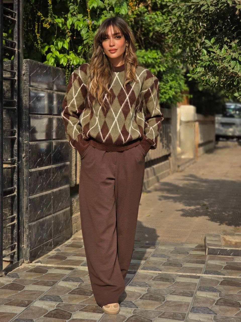 Olive Brown Argyle Pullover  - Image 5