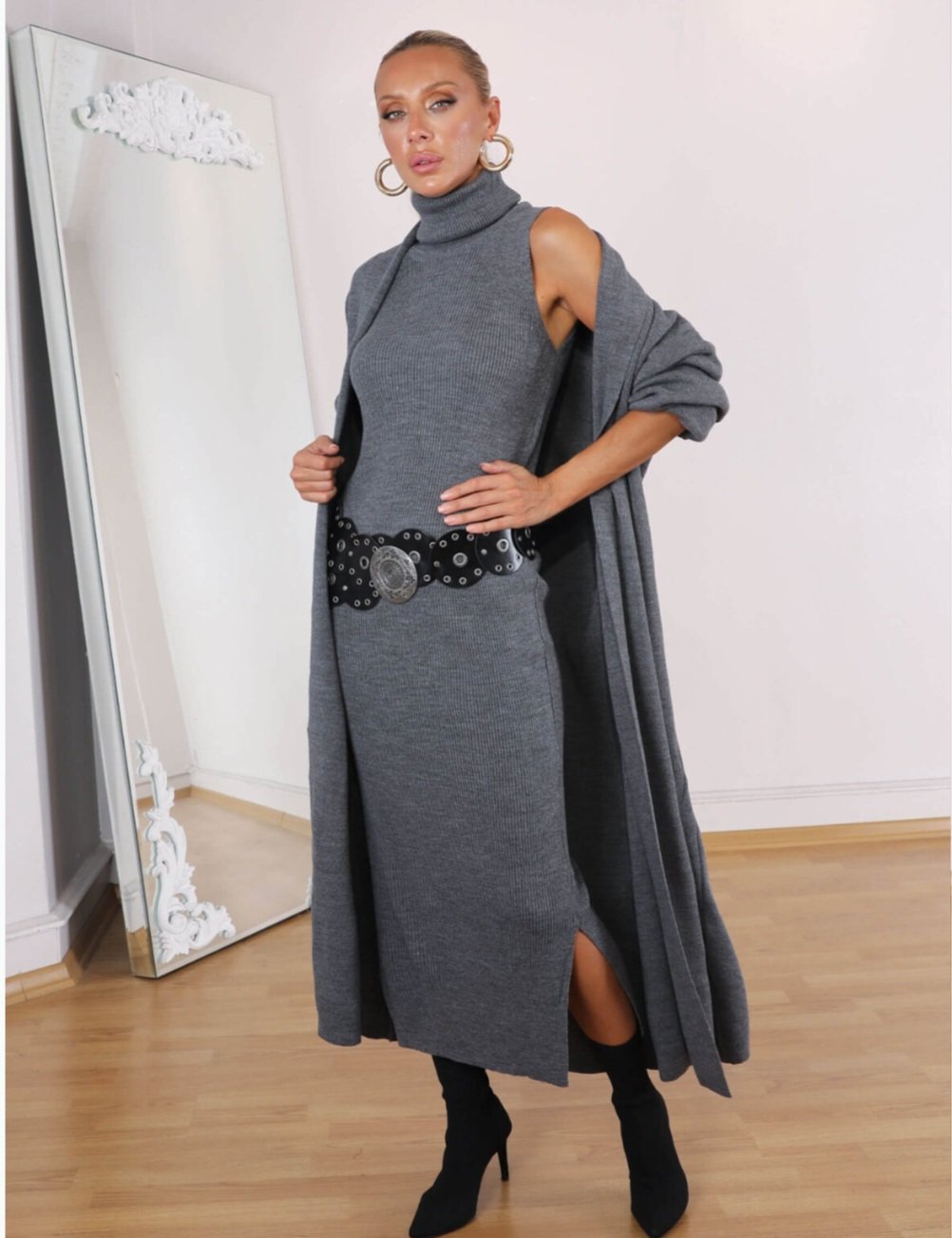 Gray Triko Set (Dress and Cardigan) - Image 6