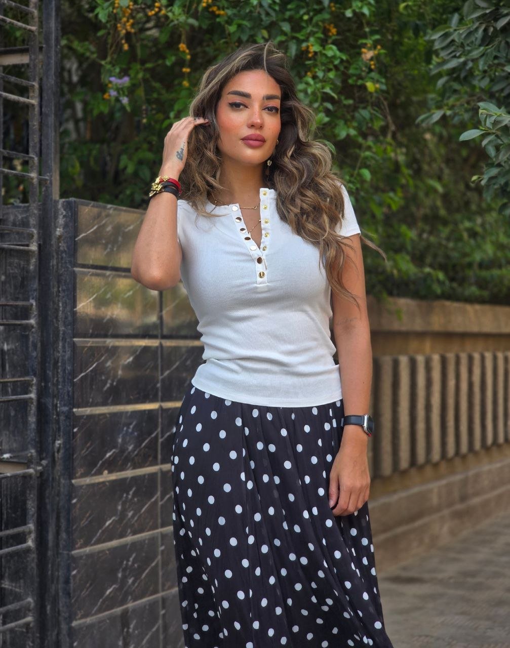 Black polka dot zigzag skirt - Image 3