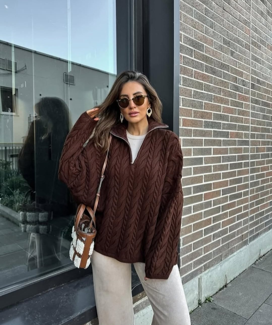 Chocolate Brown Braided Pullover  - Image 1