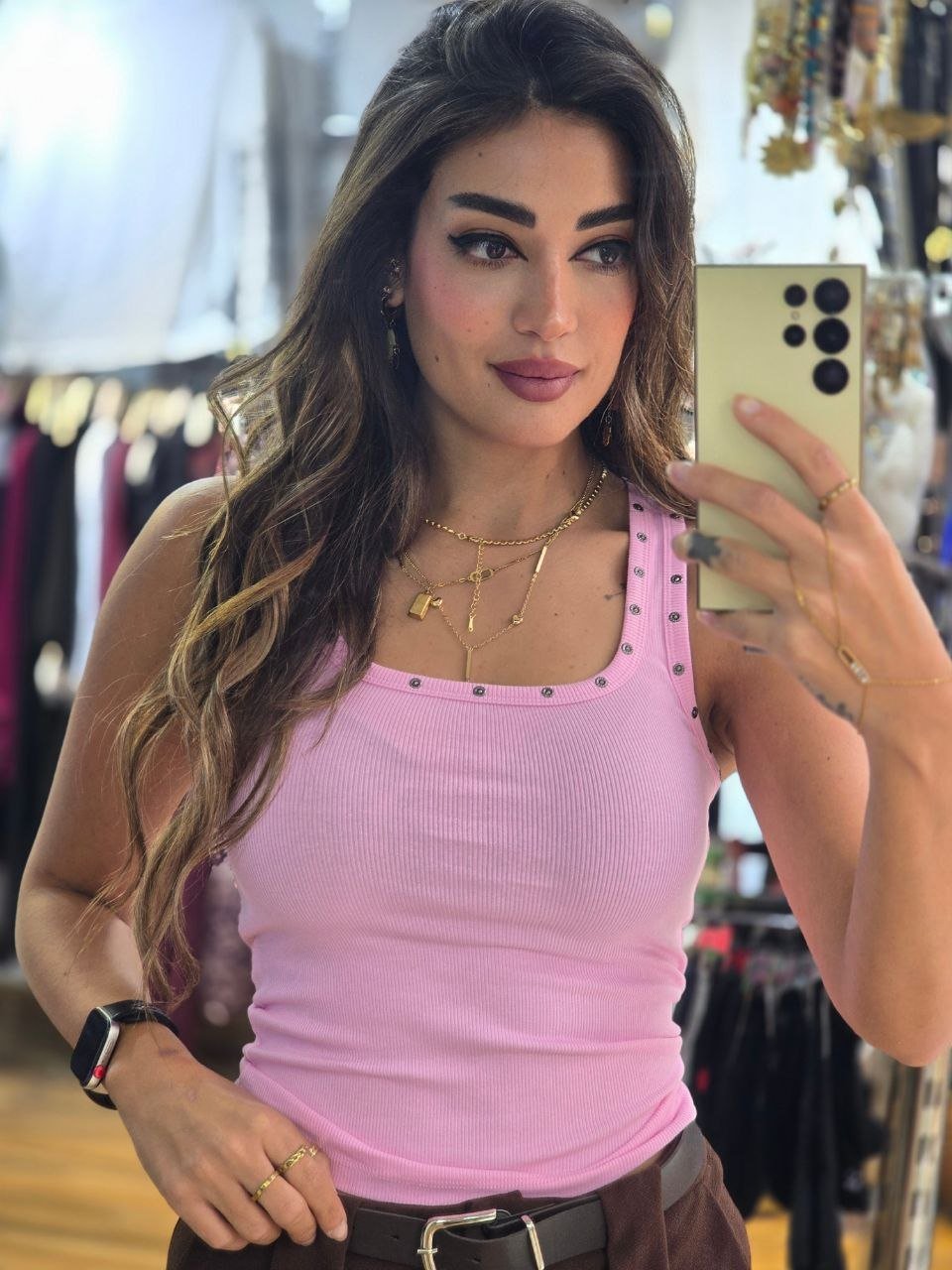 Pink Squared tank top - Image 4