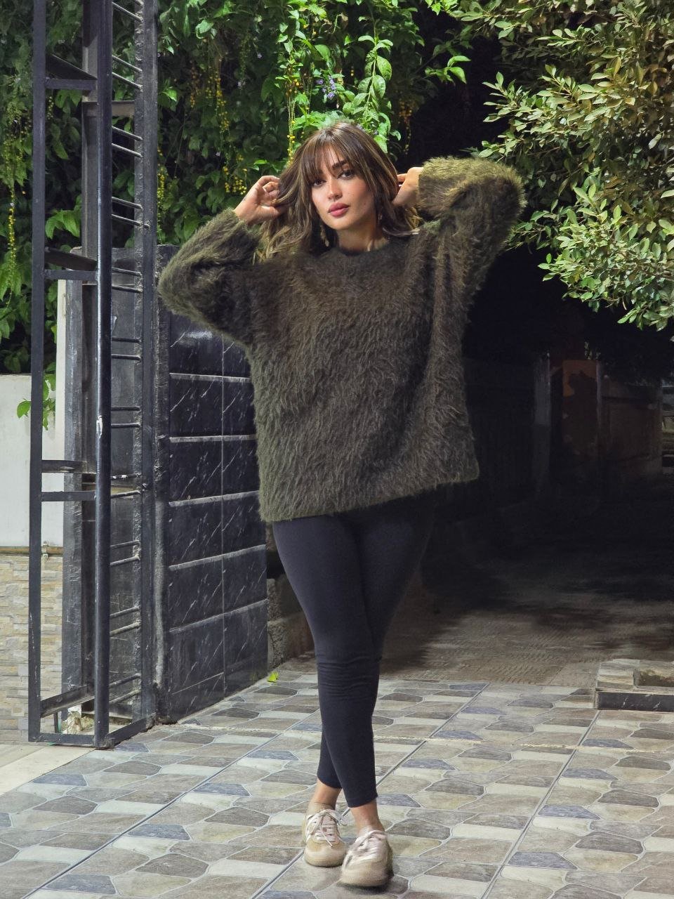 Olive Fuzzy Fur Pullover  - Image 5