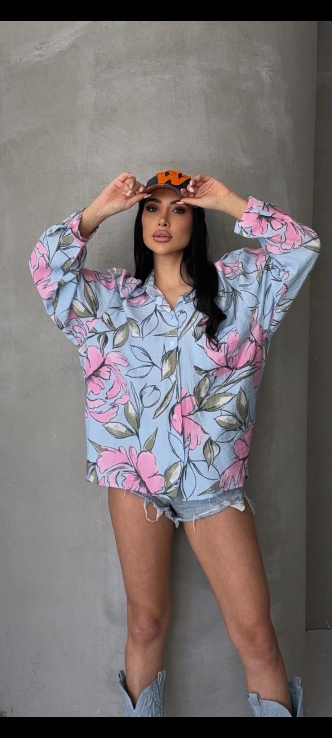 Baby Blue Floral Shirts  - Image 1