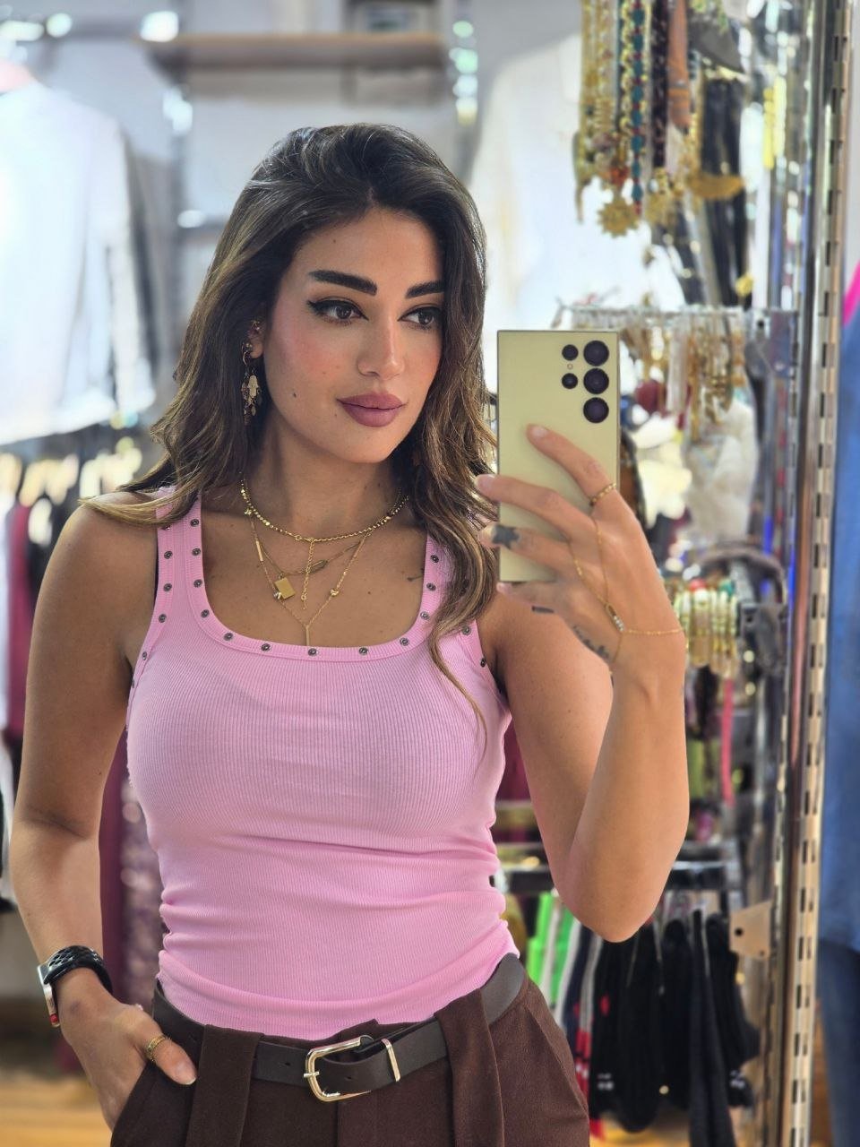 Pink Squared tank top - Image 1