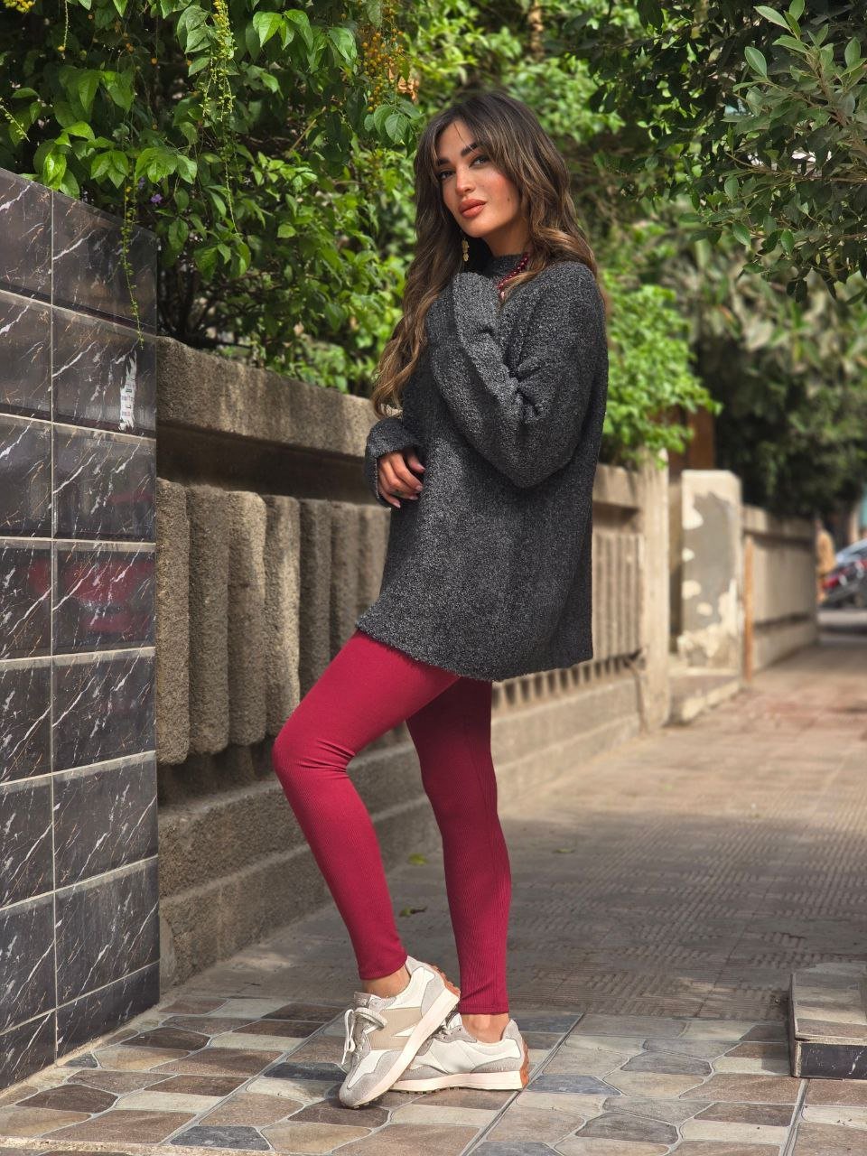 Nubby Textured Oversize Dark Grey Pullover  - صورة 4