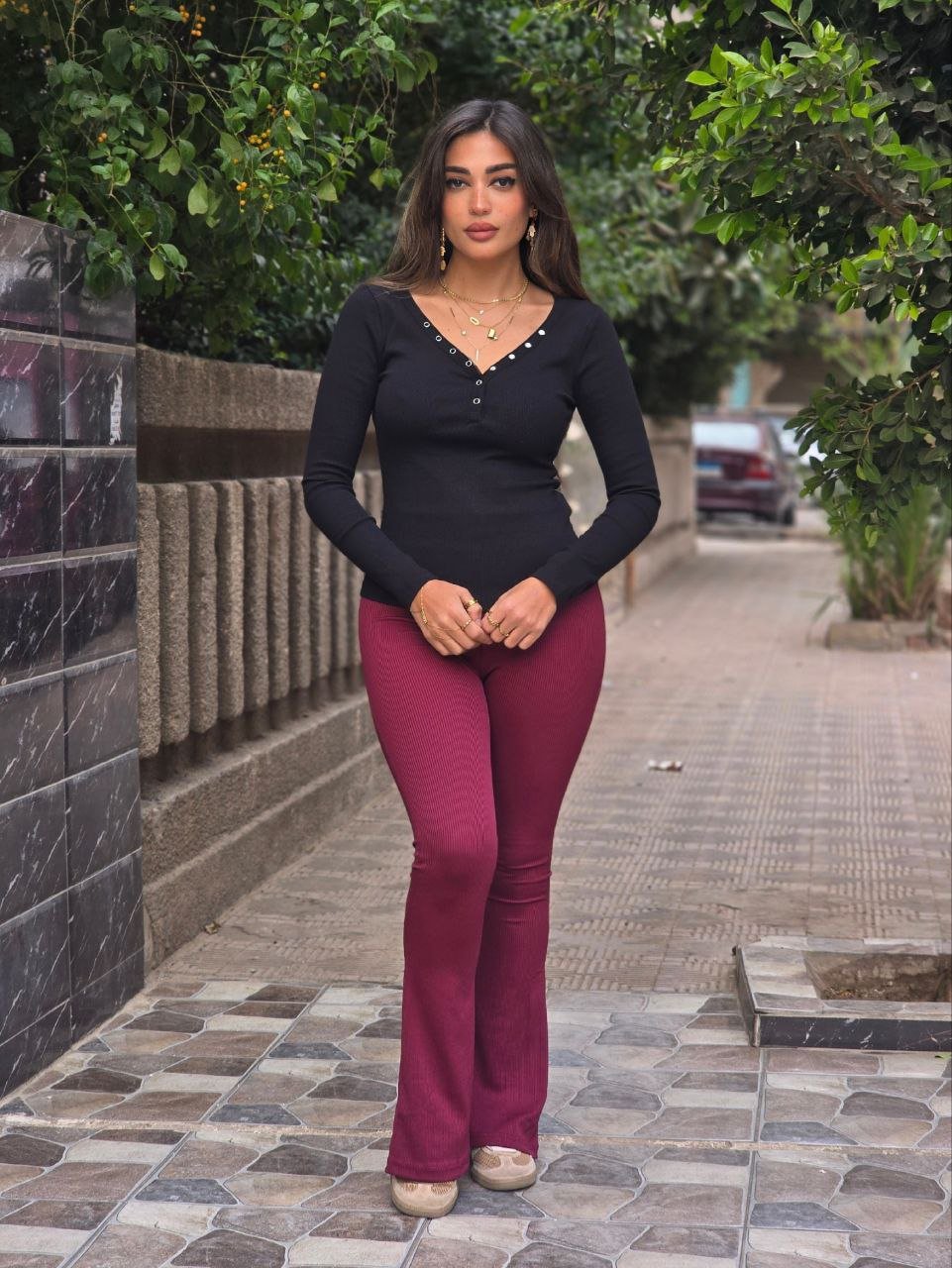 Black Basic Top With Silver Buttons  - Image 5