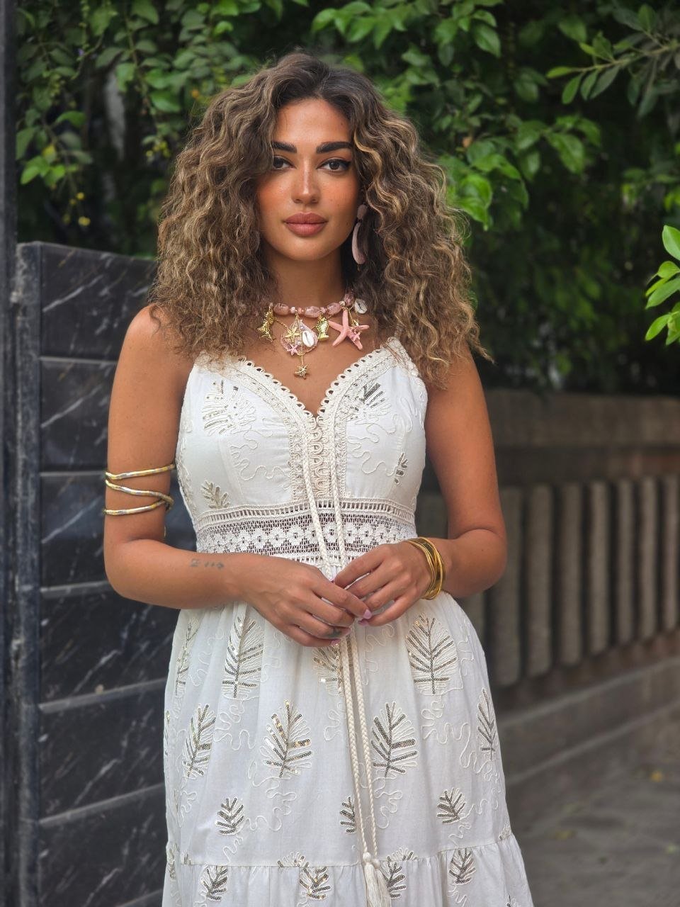 Créme embroidered dress  - Image 2