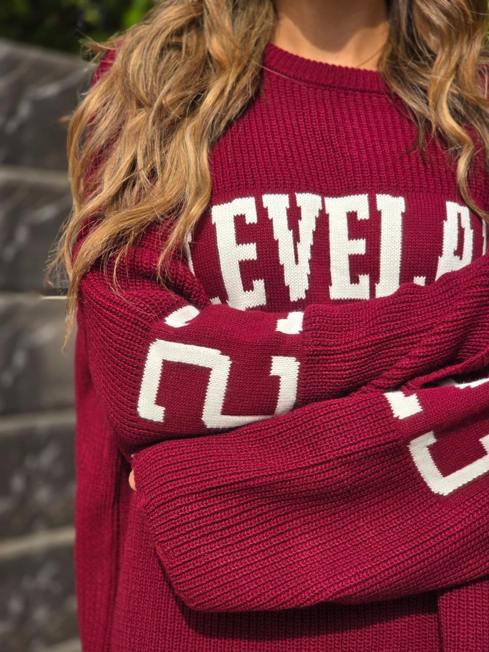 Burgundy Knitted Cleveland  - صورة 5