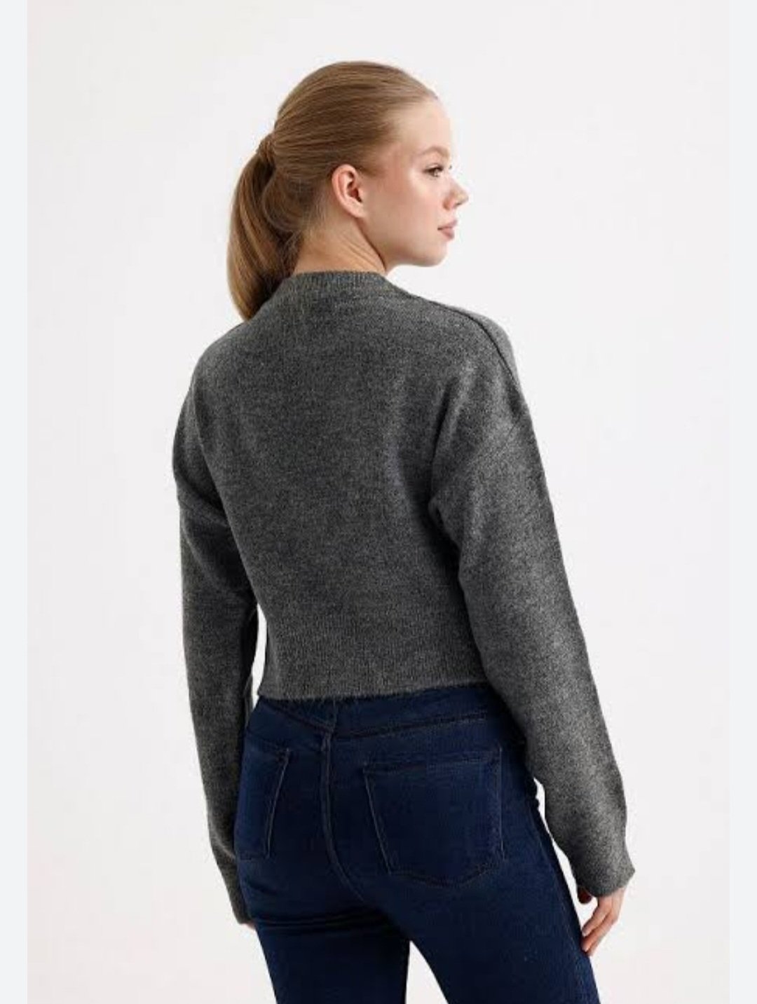 Gray Crop Wool Pullover  - Image 2
