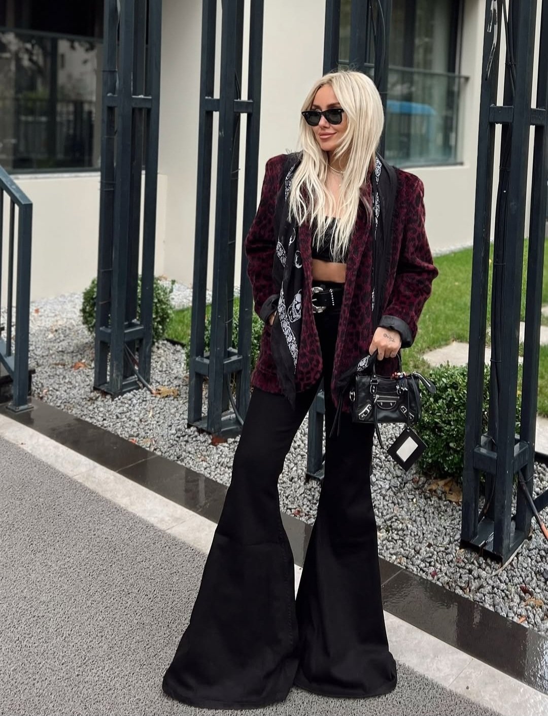 Burgundy and Black Fuzzy Leopard Blazer - Image 6