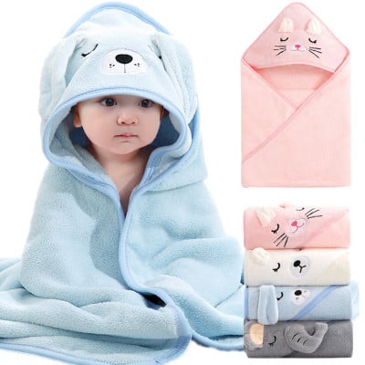 Cartoon Animal Baby Bath Towels Soft Newborn Hooded Towel Blanket Toddler Bathrobe Warm Sleeping Swaddle Wrap for Boys Girls - Image 1