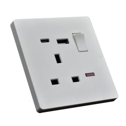 فيش ثلاثي 13 امبير usb الرائد ابيض  - صورة 1