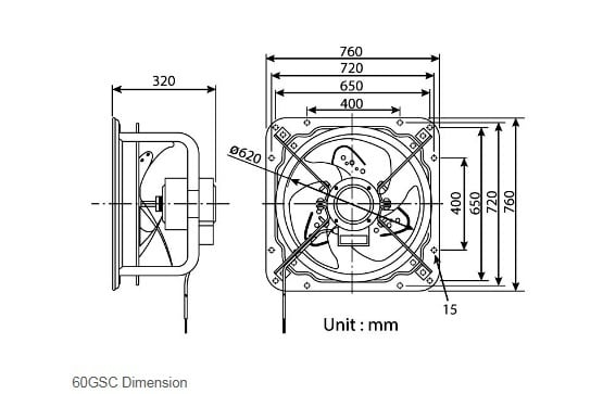 مروحة شفط حديد  KDK GSC 60  - صورة 2