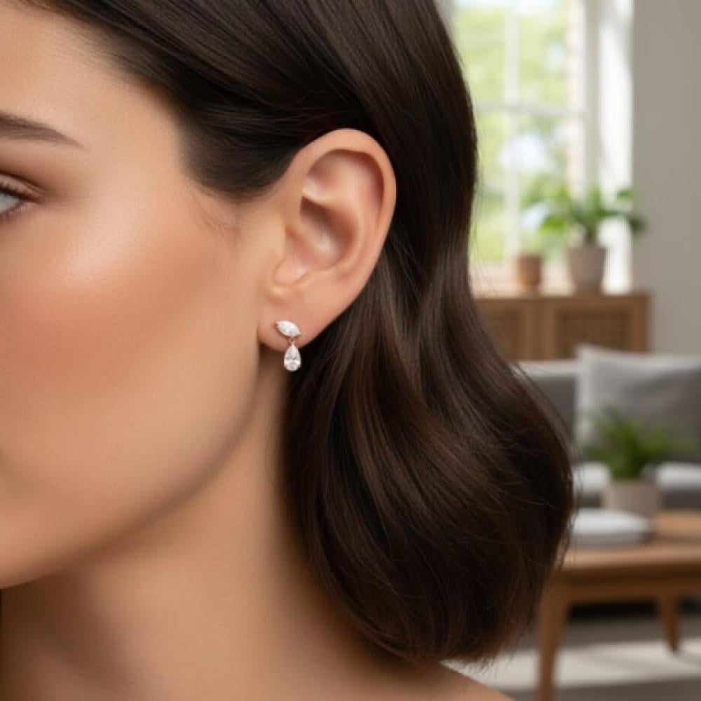 حلق الماس مع ذهب اصفر عيار 18 - صورة 2