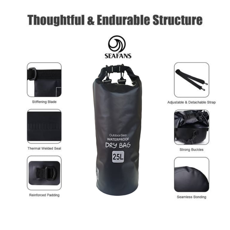 Dry bag seafans 25 Liter black شنطة  - صورة 4