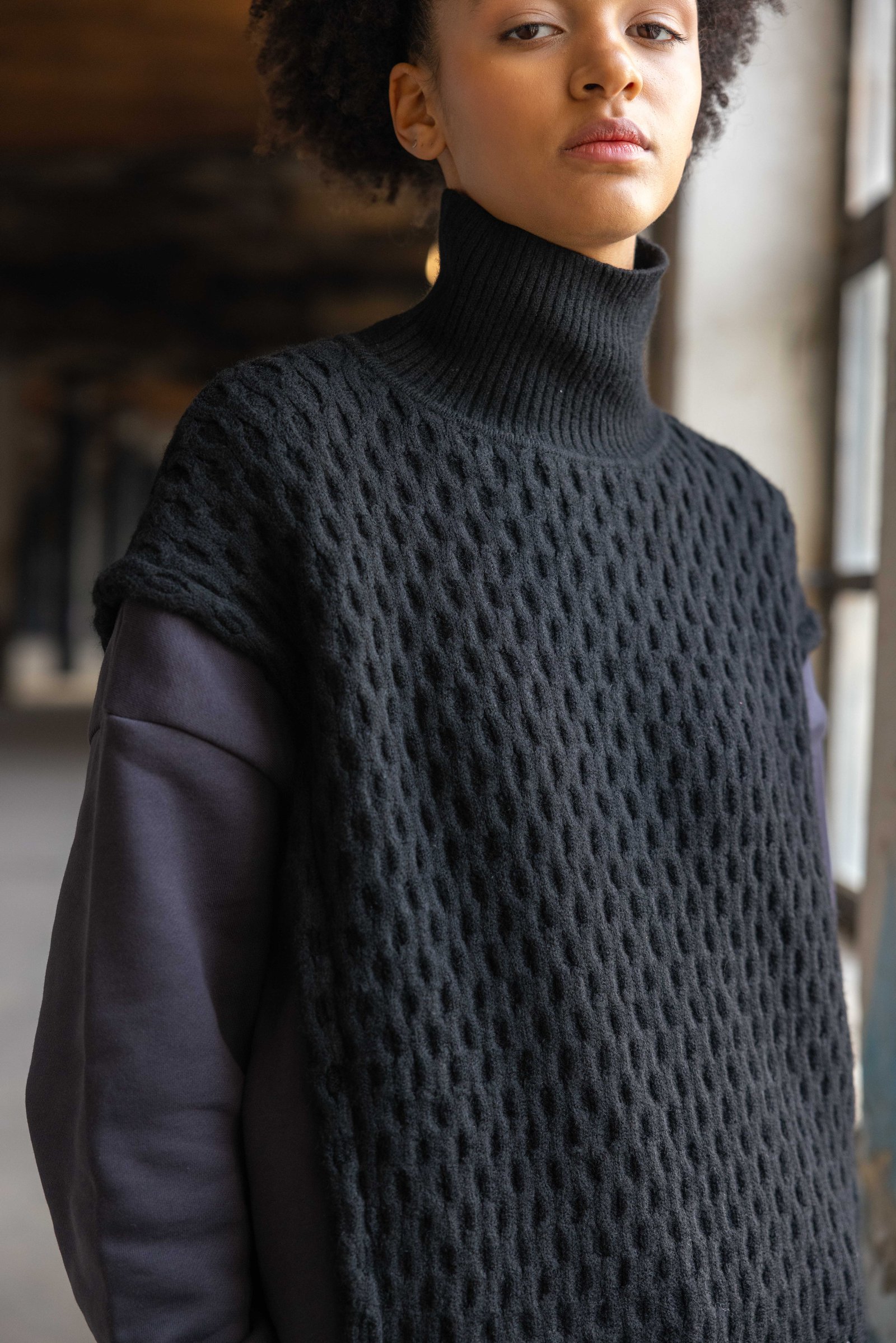  Splicing long sleeve highneck knitwear sweater - Image 8