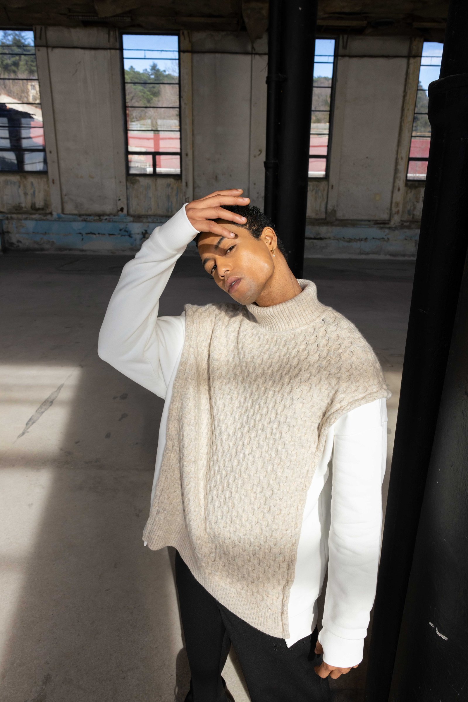  Splicing long sleeve highneck knitwear sweater - Image 11